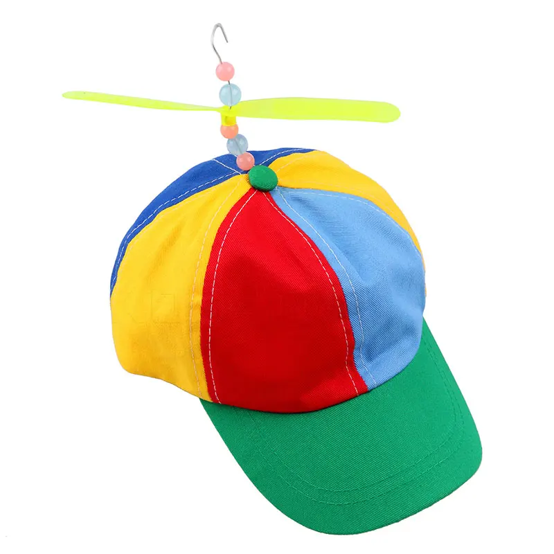 

Funny Adult Child Adjustable Propeller Ball Baseball Cap Hat Dragonfly Top Multi-Color Patchwork Funny Clown Sun Cap Costume Hat