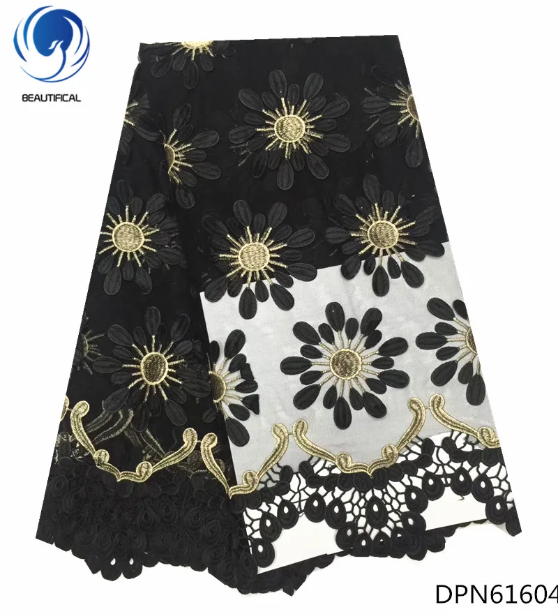 

BEAUTIFICAL black guipure lace fabric french mesh lace dress flower embroidered black french lace for lady 5yards/piece DPN616