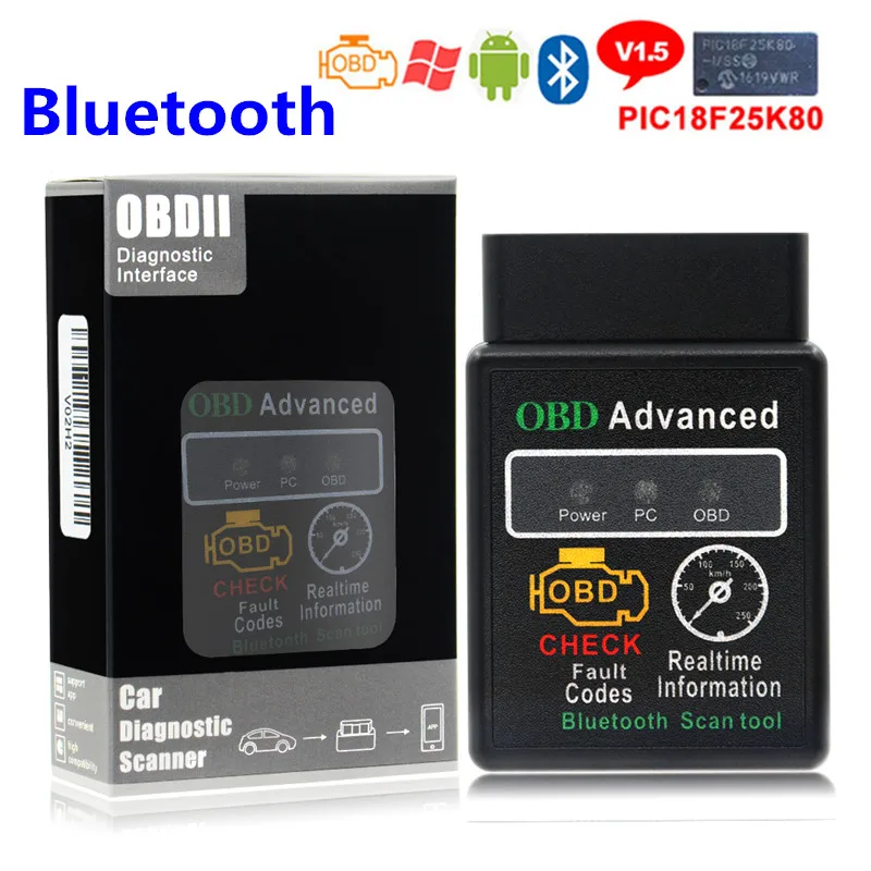 Новейший чип OBDII ELM327 V1.5 Bluetooth PIC18F25K80 работает на дизельных автомобилях аппаратное обеспечение V1.5 программное обеспечение V2.1 для Android/PC ELM 327 V1.5 - Цвет: 25K80 HH OBD V1.5