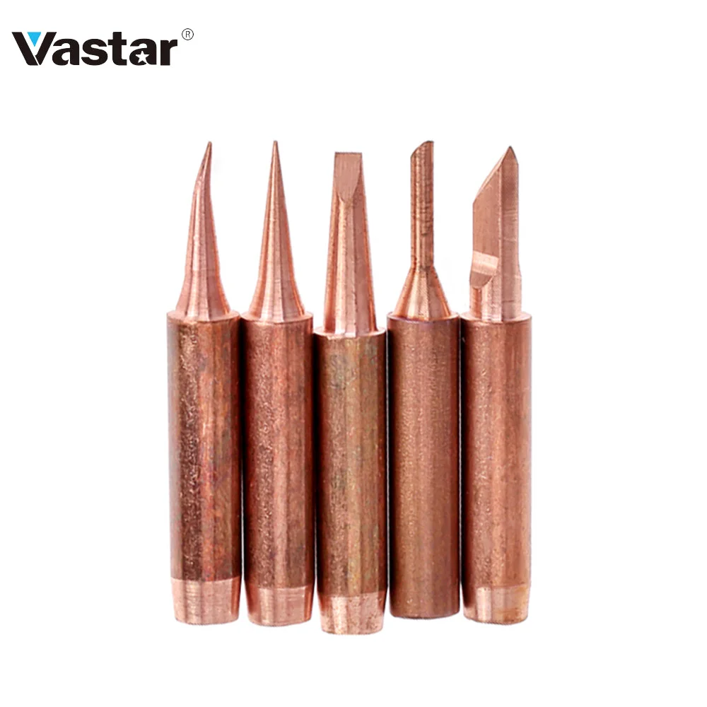 

Vastar 5pcs Soldering Tips Pure Copper Lead-free 900M-T-K Soldering Iron Tip for Soldering Rework Station