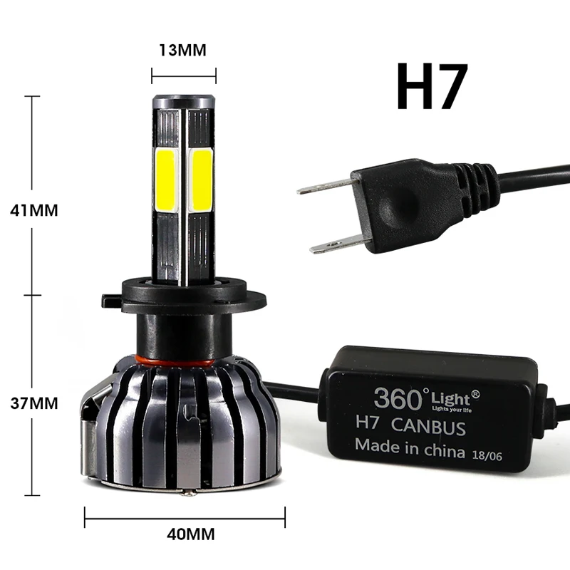 HLXG 2 шт. Автомобильные фары H4 LED H7 светодиодные лампы H11 HB3 9005 9006 90 Вт 12000LM 6000K свет