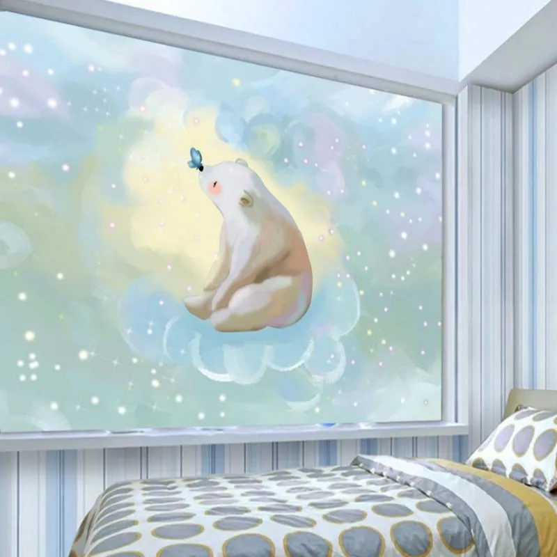 

Hand painted cartoon wallpaper dream bear large mural living room children bedroom porch wallpaper mural