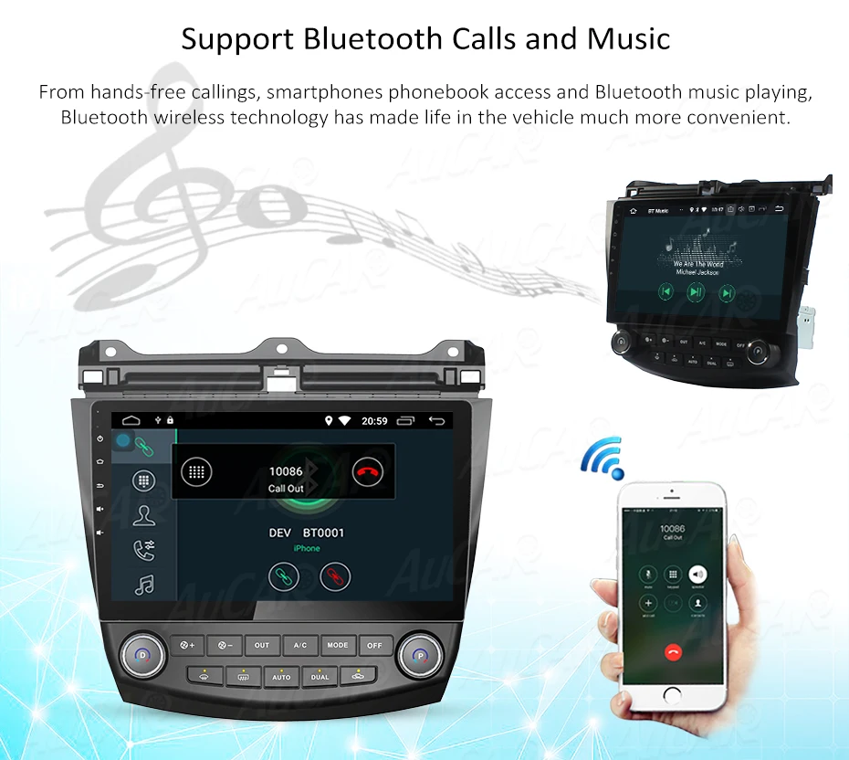 Clearance AuCar 10.1" Car DVD Player for Honda Accord 7 2003-2007 Android radio gps navigation HD 1024*600 Bluetooth Radio WIFI Stereo IPS 12
