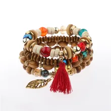 DOUVEI Богемия и браслет для Для женщин разноцветный декоративные бусины нескольких слоев Браслет-манжета HXB041