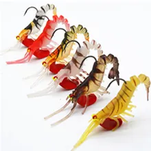 6pcs 13g 19g fishing shrimp prawn lure baits, river prawn fishing craws saltwater bream lures with luminous eyes