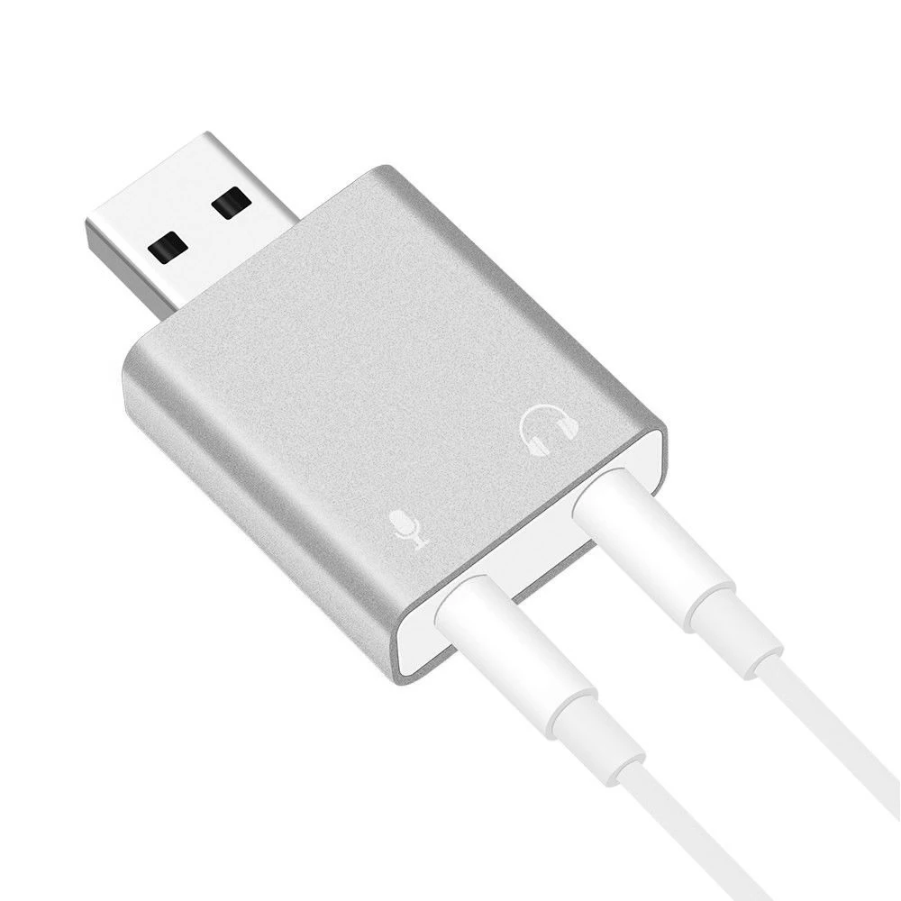 Для Mac Window компьютера Android USB к разъему 3,5 мм 7,1 Внешняя USB звуковая карта наушники микрофонный аудио, адаптер Звуковая карта - Цвет: SILVER