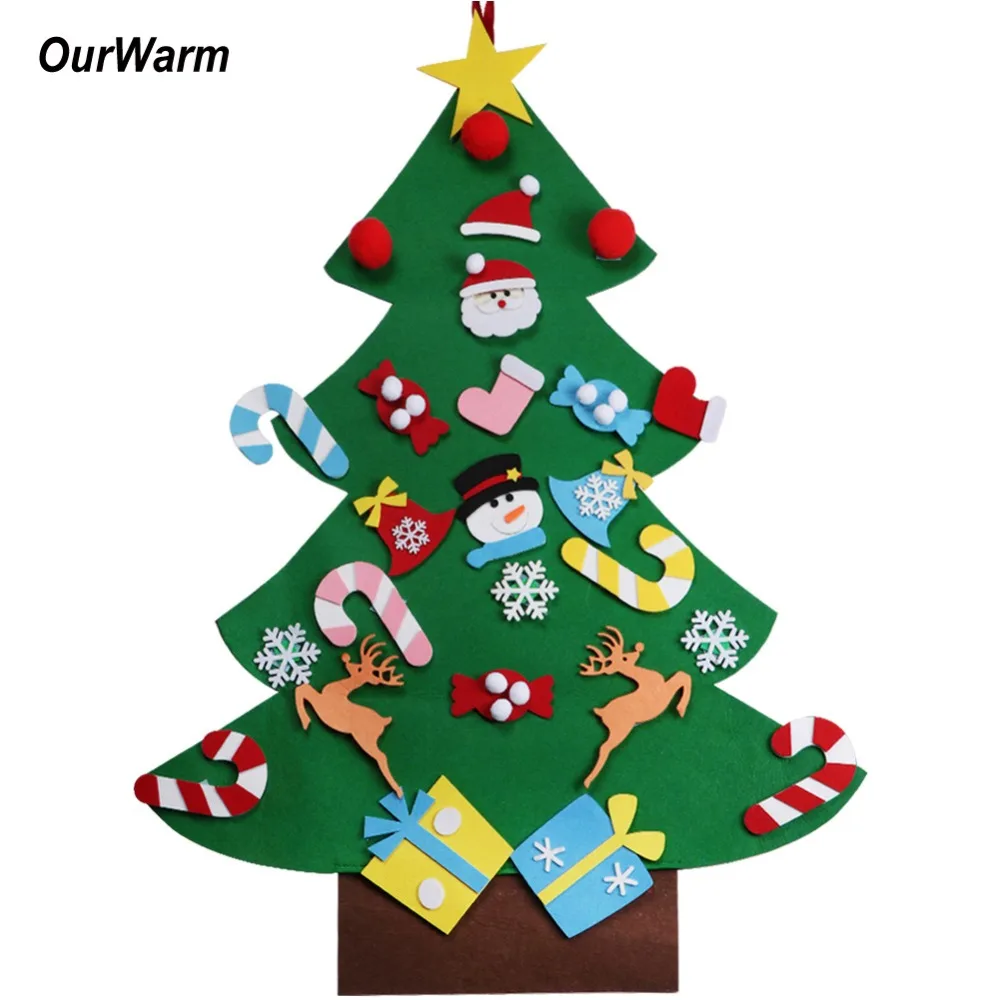 

OurWarm 95cm Felt Christmas Tree with Ornaments Wall Hanging Decoration Kids New Year Gift Christmas Children Christmas Gifts