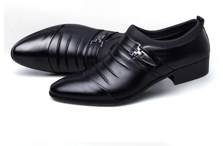Мужские модельные туфли с острым носком; Мужская обувь без шнуровки; роскошные свадебные мужские туфли из британской кожи; HH-716