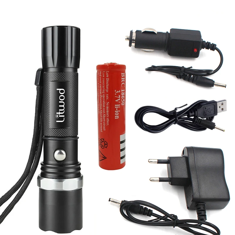 

Z30 LED Flashlight XM-L2 5000LM Aluminum Zoom rechargeable flashlight Torch power bank 5 modes lamp with different accessories