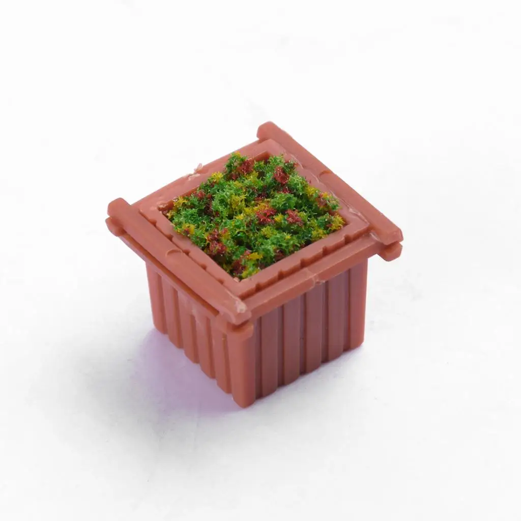 5 Pieces Plastic Square Plants Miniature Landscape for Fairy Garden  1/150 Dollhouse Decoration