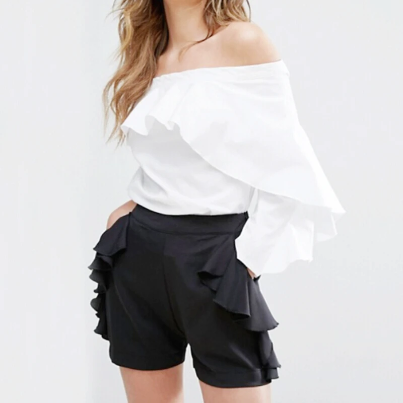 Fashion Women Summer T Shirt One Shoulder Loose Casual Off Shoulder