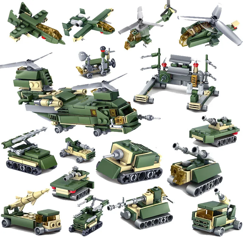 

5 Style 16In1 Field Forces Military Theme Deformable Equipment Figures Compatible Legoings Toys For Children Birthday Gifts