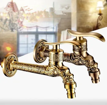 

New Style Anti-bronze Dragon Carved Bibcock Faucet Brass Bathroom Washing Machine faucet Bibcock tap Outdoor bathroom mixer