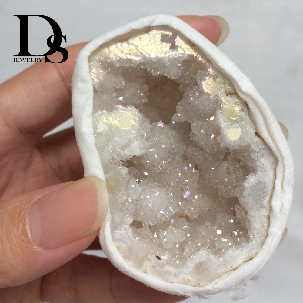 Натуральный агат фрагмент жеоды Drusy Druse кварц гальванический кластер кристалл точки бразильские минералы образец вечерние украшения