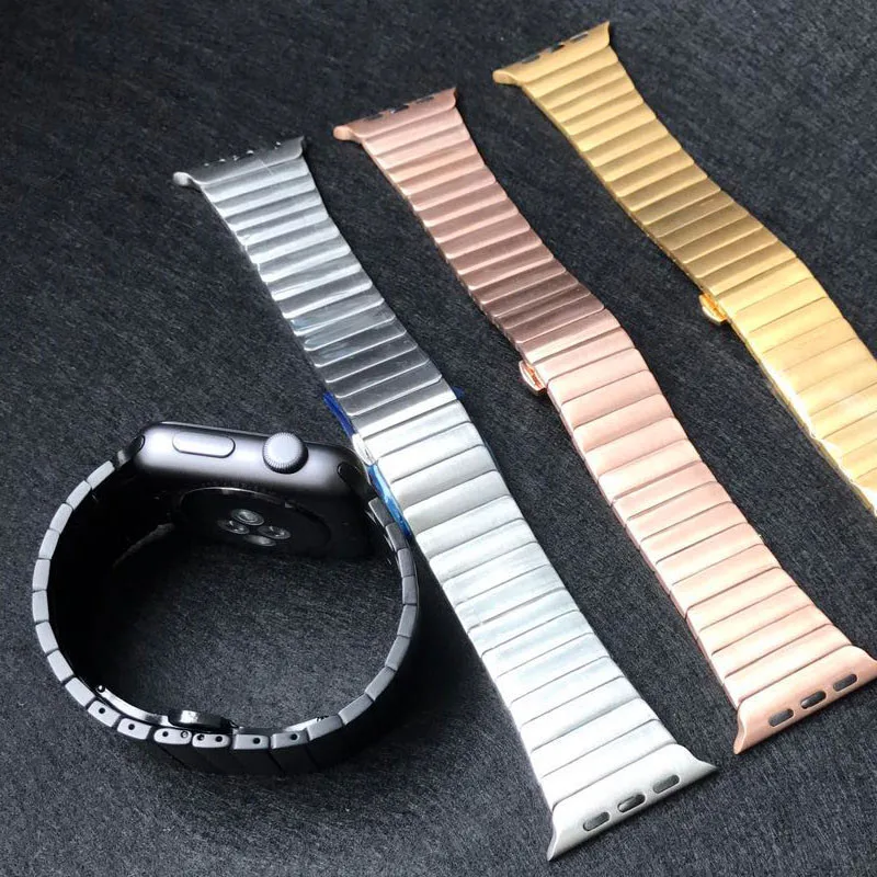 Металлический ремешок из нержавеющей стали для Apple Watch Band iWatch Series 1 2 3 браслет с застежкой-бабочкой Ремешки для наручных часов 42 мм 38 мм