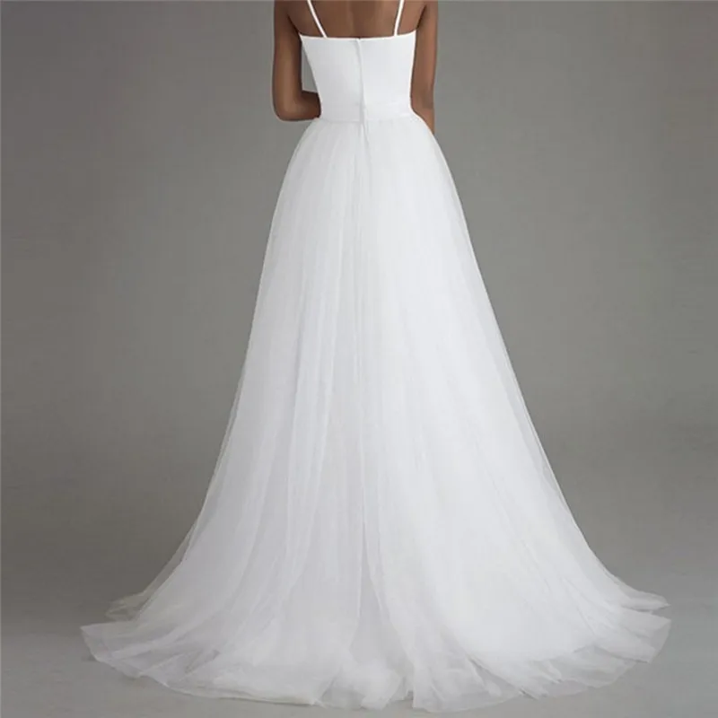 Новое пляжное платье на бретельках для свадьбы Vestido Noiva Praia простое белое Тюлевое