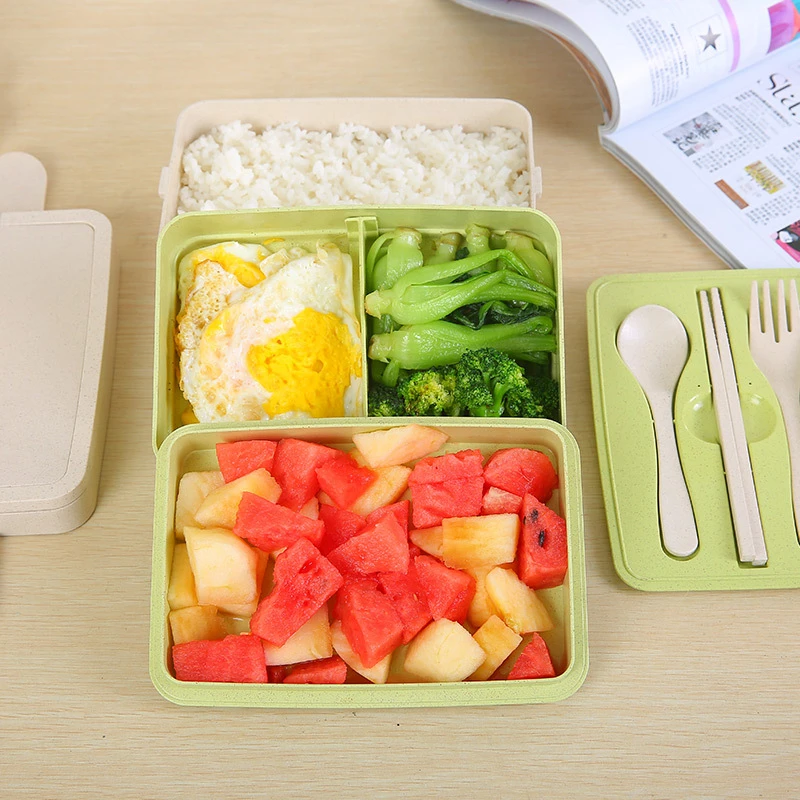 

Microwave Lunch Box Picnic Food Fruit Container Storage Box Wheat Straw Dinnerware Food Storage For Kids Adult Dinnerware Boxes