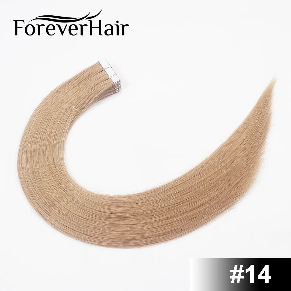 FOREVER HAIR 2,0 г/шт. 1" Remy лента для наращивания человеческих волос коричневый 8#20 шт/упаковка Высший сорт бесшовная кожа наращивание волос 20шт - Цвет: #14