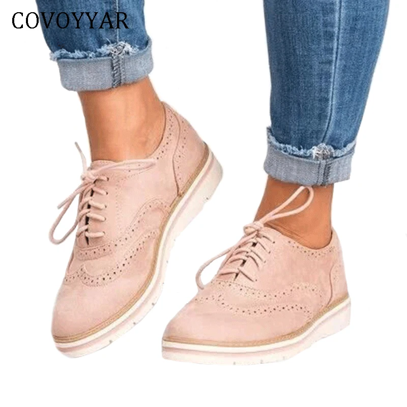 

COVOYYAR 2018 Flat Women Shoes Fall Casual Vintage Creepers Platform Oxford Shoes Woman Cut Out Brogues Big Size 35-43 WFS412