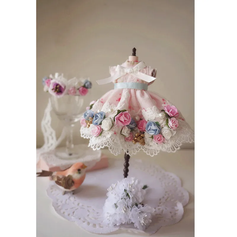 

New Arrival 1 Set Cute Handmade Flower Chiffon Dress for Blyth, Azone Doll Clothes Accessories