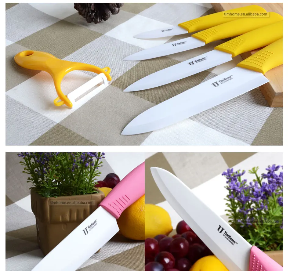 Набор керамических ножей 3'4'5'6'+ Овощечистка для очистки циркония кухонные ножи с крышками Timhome красивый подарок нож для очистки овощей