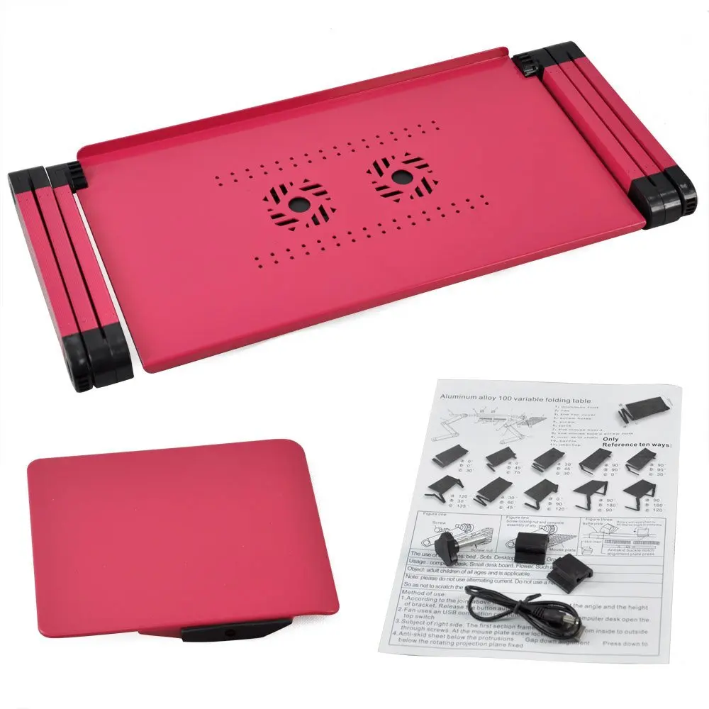 Dual fan with Mouse Board Aluminum Portable Folding Computer Desk Portable foldable adjustable folding table Dual fan with Mouse Board Aluminum Portable Folding Computer Desk Portable foldable adjustable folding table