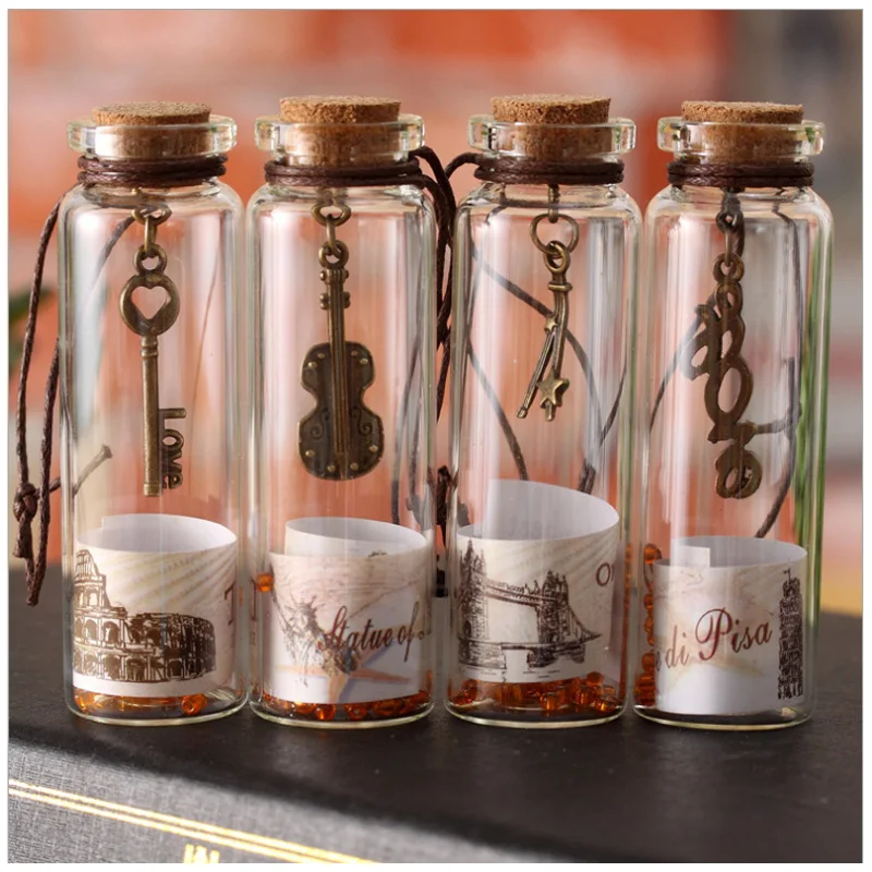 

Cute Vintage Sand Drift Bottle Mini Clear Cork Stopper DIY Glass Bottles Craft Wishing Small Decorate Jars Storage Containers