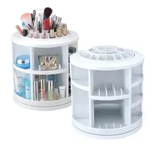 Rotating Spinning Organizer Cosmetics Display Make Up Storage Box Holder White Storage Rack
