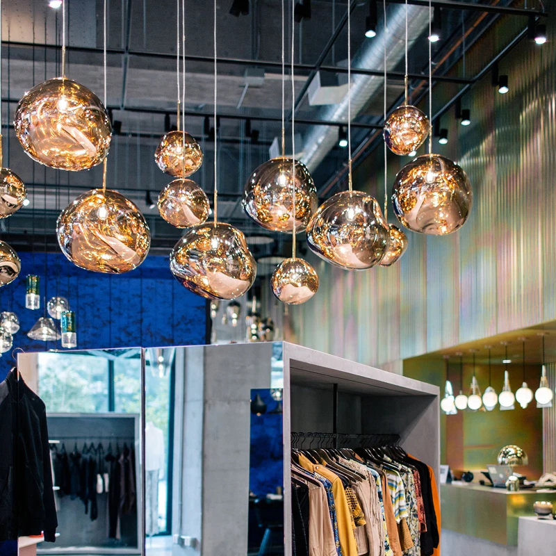 

New2018 Novelty Pendant lamp Modern Irregular electroplate ball Melt pendant light fixture living room bedroom cafe hanging lamp