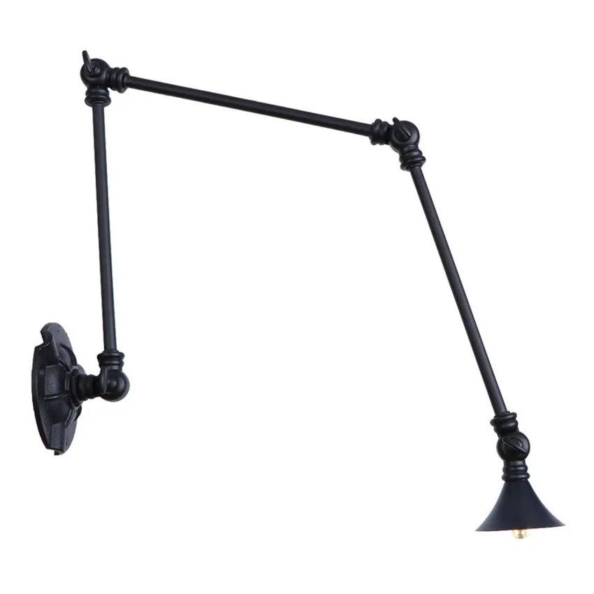 Industrial Three Links Long Arm LED Wall Lamp Loft Decor Retro Sconce Wall Lights Iron Black Telescopic Folding Indoor Lighting