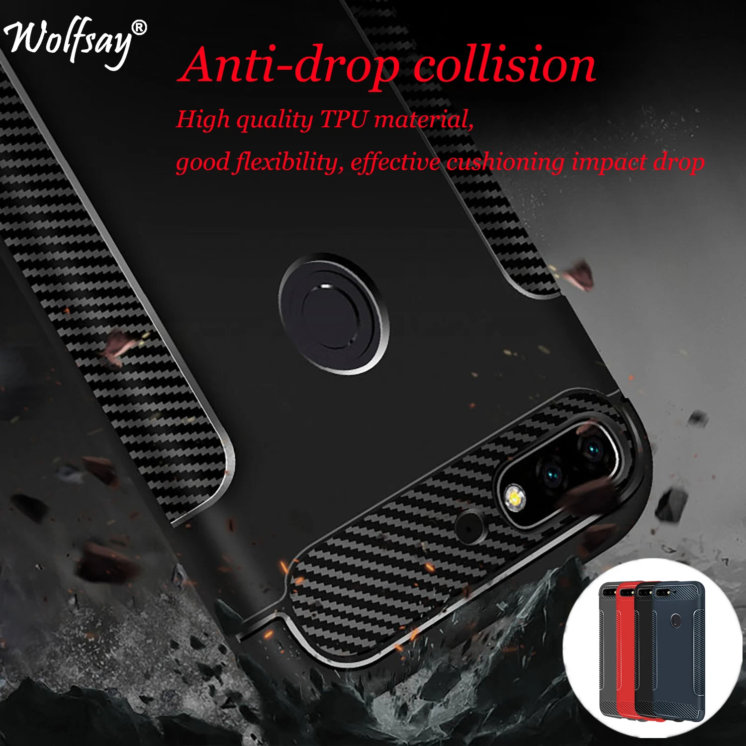 

Wolfsay Fiber Wing TPU Phone Cases For Huawei Y7 Prime 2018 Case Soft Silicone Back Cover for Huawei Y7 Prime 2018 Coque Bumper