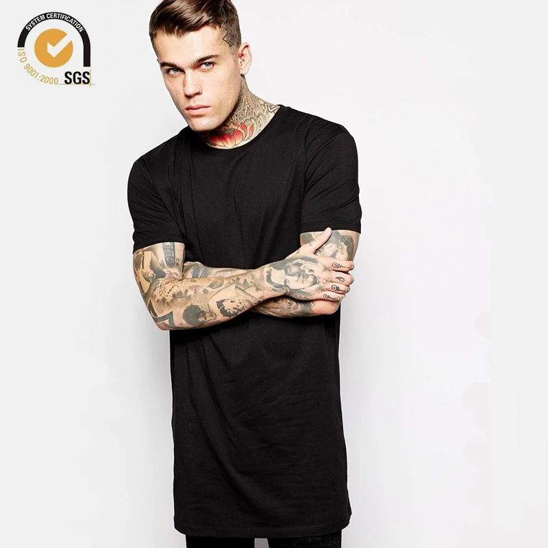 T Shirt Men Longline Tshirt Long 