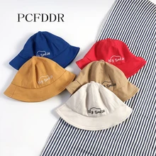 PCFDDR/Детская Рыбацкая шляпа на весну и осень, Корейская шапка с буквенным принтом для мальчиков и девочек 2-5 лет, шляпа от солнца для малышей