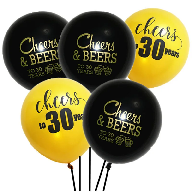 30 шт. 12 дюймов CHEERS до 40 50 лет BEERS узорчатые латексные надувные шарики смешанные