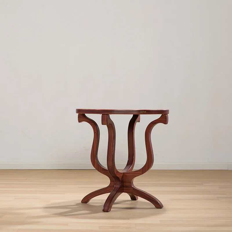 Round retro solid wood tea table antique furniture wooden self-contained end table minimalist suitable for the living room M226