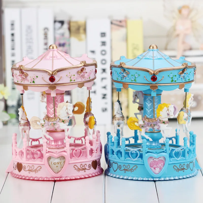 Carousel horse Music Box For Kid Wedding Gift with light Playground
