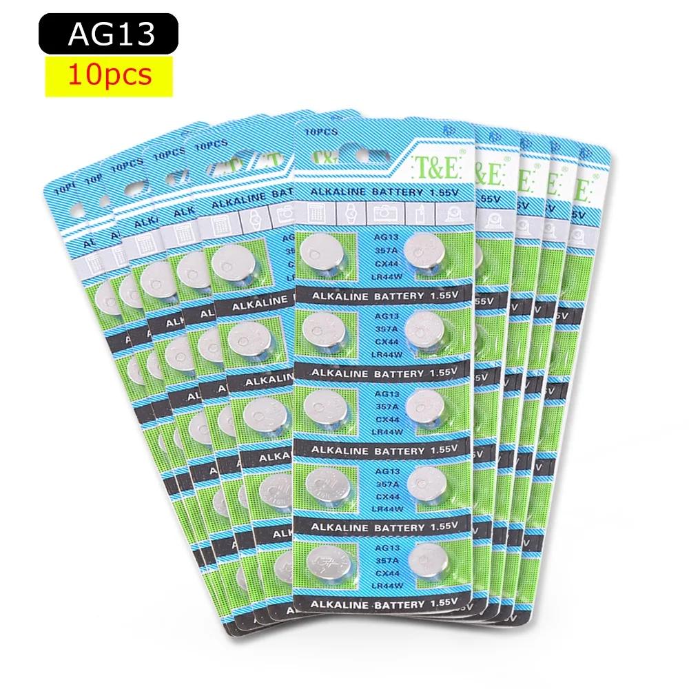 100 шт. Anmas Power 10 в упаковке AG13 LR44 L1154 1 55 кнопка монеты щелочные батареи