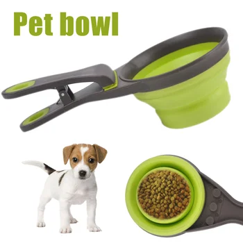 

Collapsible Folding Silicone Sealing Clip Measuring Cup Food Scoop for Pets Dogs YU-Home