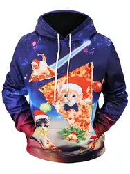 Кошка Толстовка для мужчин 3D печатных пиццы пространство Galaxy свитер с капюшоном осень 2019 г. пуловер Спортивная спортивный костюм