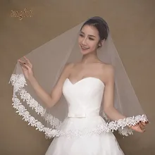 Свадебная фата невесты певица Слой Кружевной Край 1,5 м Длинная фата невесты цвета слоновой кости Свадебные аксессуары Фата Voice Longo