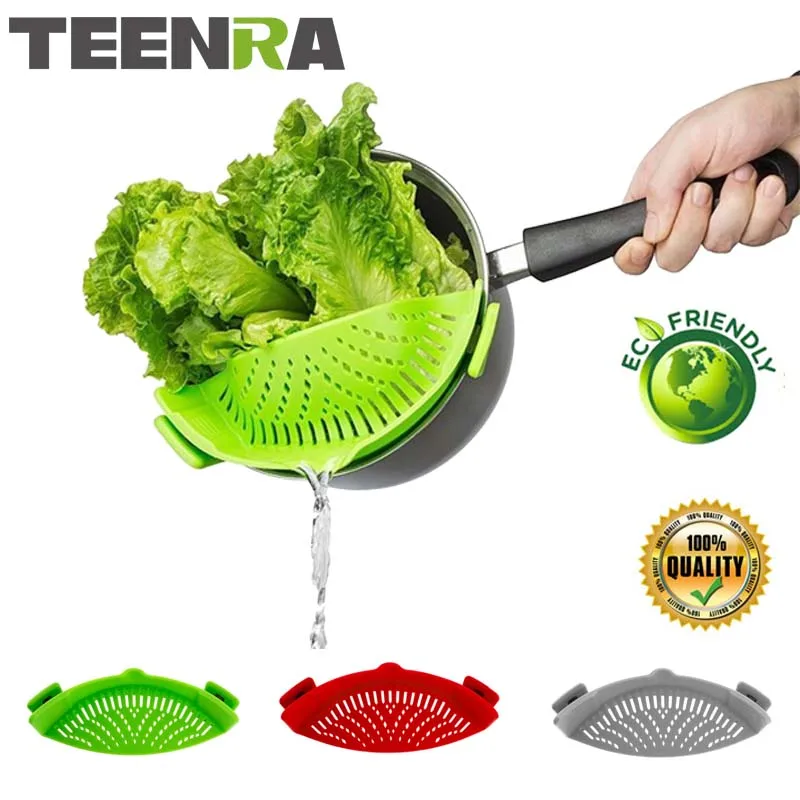 

TEENRA Silicone Pot Strainer Colander Pot Strainer Multi Drain Filter Silicone Pan Fliter Drain Fliter Clip-on Food Colander
