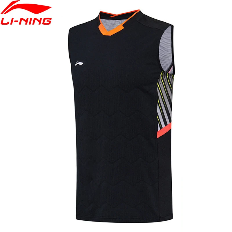 

Li-Ning Men Badminton Vest Comfort AT DRY Slim Fit Polyester Spandex LiNing Breathable Sleeveless T-Shirts AVSN029 MBJ117