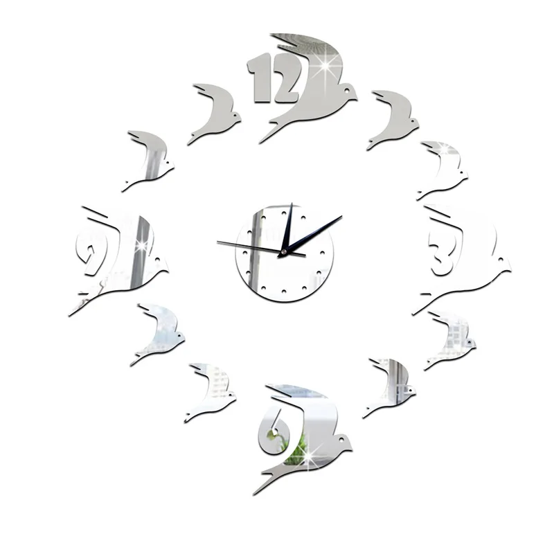 Sofa background clock crystal 3D stereo acrylic wall Yanzi mirror living room decoration free shipping | Дом и сад