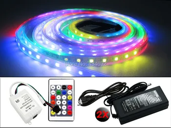 

5M WS2811IC 5050 Magic Color LED Strip Light + 2pcs 5V 8A Power Supply + Mini WS2811 Controller + 12V 1A Power Supply