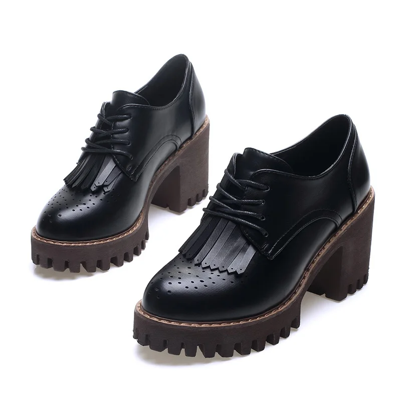 Casual Del Mujeres Las Hasta La Encaje Grueso Señoras Altura Moda Black gray Aumento Primavera Plataforma Borlas Zapatos Talón Nueva De w7IXPY6q