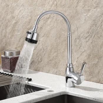 

360 Degree Rotation Tube Kitchen Sink Faucet Pipe Fittings Single Handle Connection Stainless Steel Sink Faucet Sink Faucet Pipe