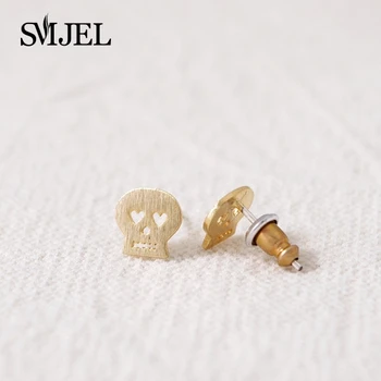 

SMJEL 10 PCS-S002 Fashion Wholesale Heart Eyed Gothic Evil Skull Studs Earrings for Women boucle d'oreille femme 2017