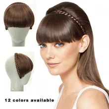 Clip in Hair Bang Synthetic Heat Resistant Fiber Hair Cute Hair Fringe Bangs Braid headband straight natural hair front bangs