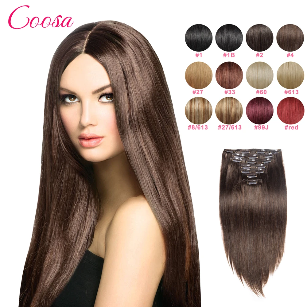 Natural Clip Ins Remy Hair Extensions 16 to 26 Inches Brown Straight 10