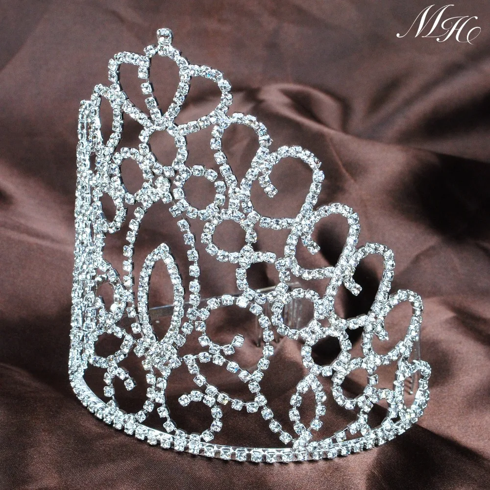 Principessa Sposa Diadema Pettini Rhinestone Austriaco Di Cristallo Copricapo Corona di Nozze Sposa Accessori Per Capelli di Spettacolo di Promenade Del Partito